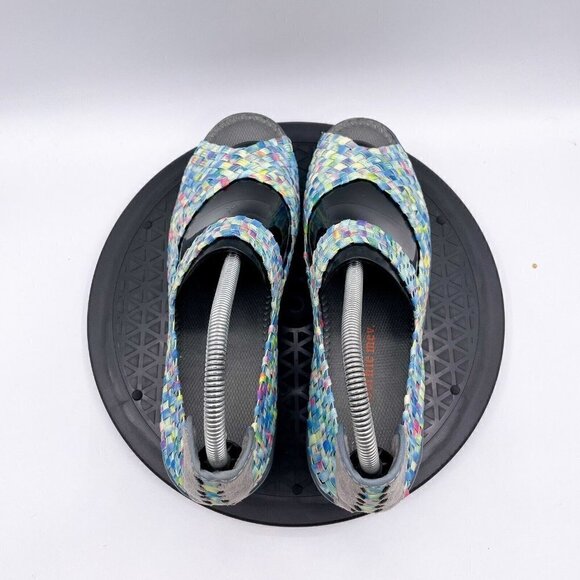 Bernie Mev 41 Blue Multi Woven Wedge Heel HALLE Mary Jane Shoe EUC! Slip On 10 - Picture 8 of 9